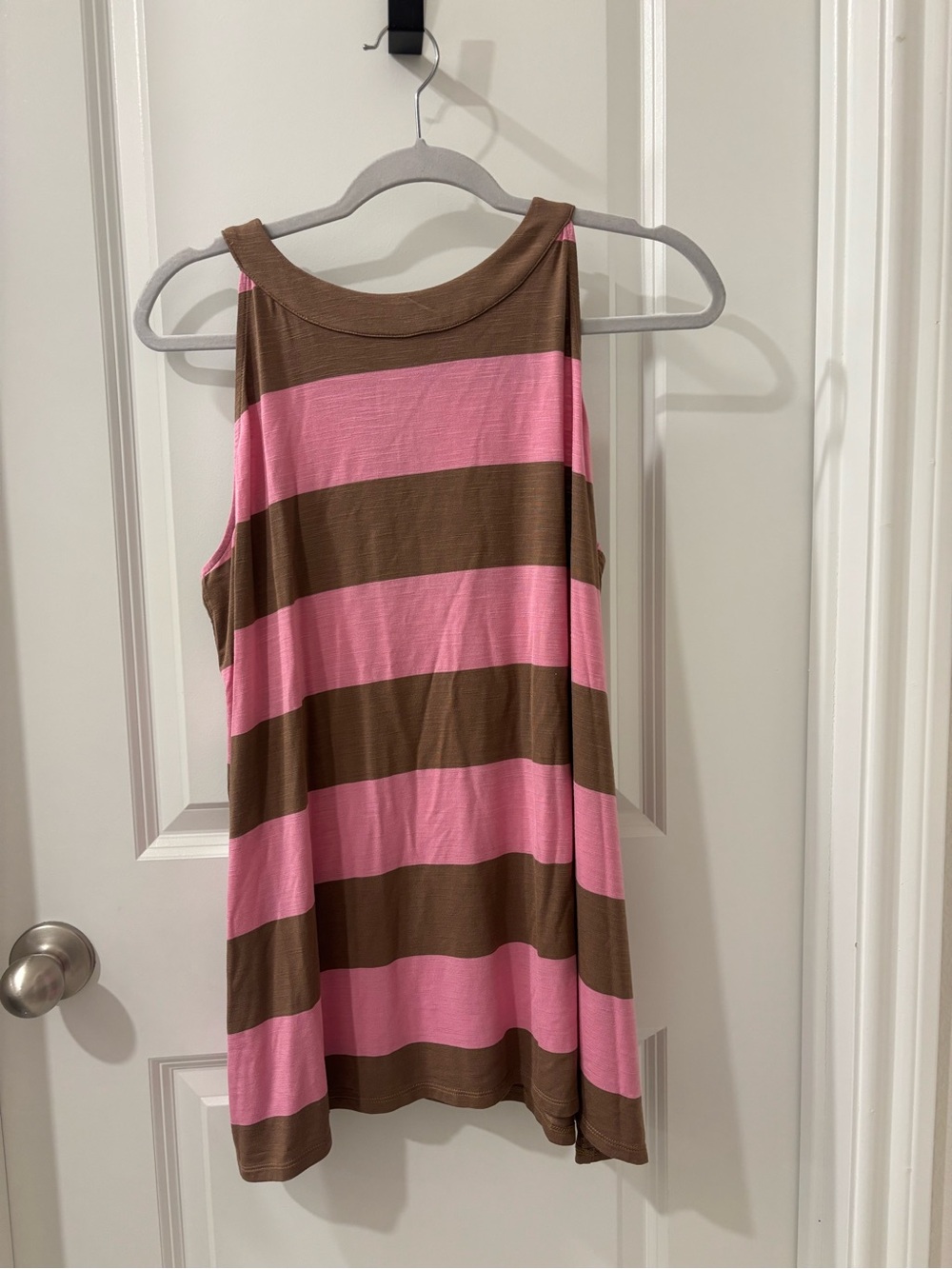 J. Jill Brown and Pink Striped Sleeveless Swing Tank